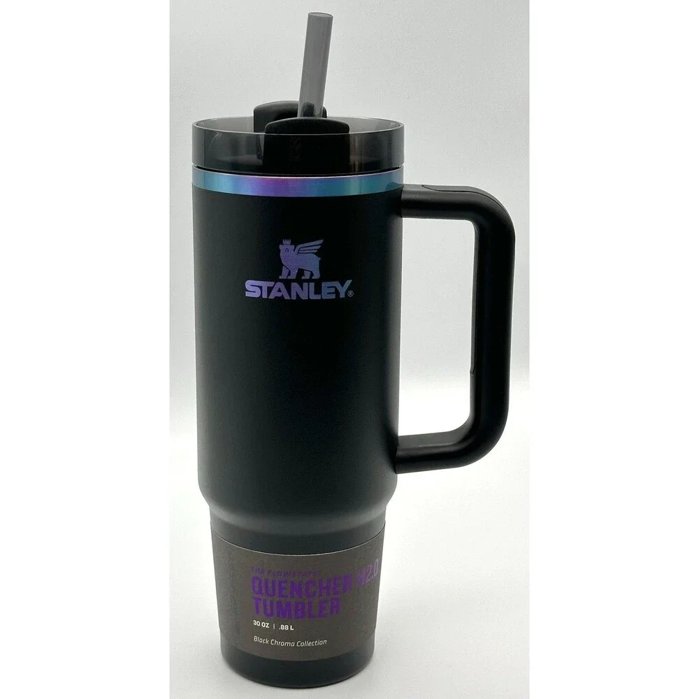 Stanley Quencher H2.0 Flow State 30oz Stainless Steel Black Chroma Tumbler - Picture 1 of 8